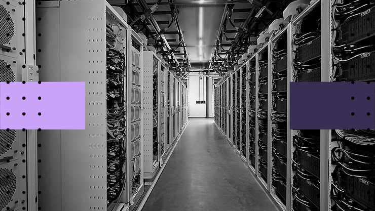 Wide angle shot of a server room